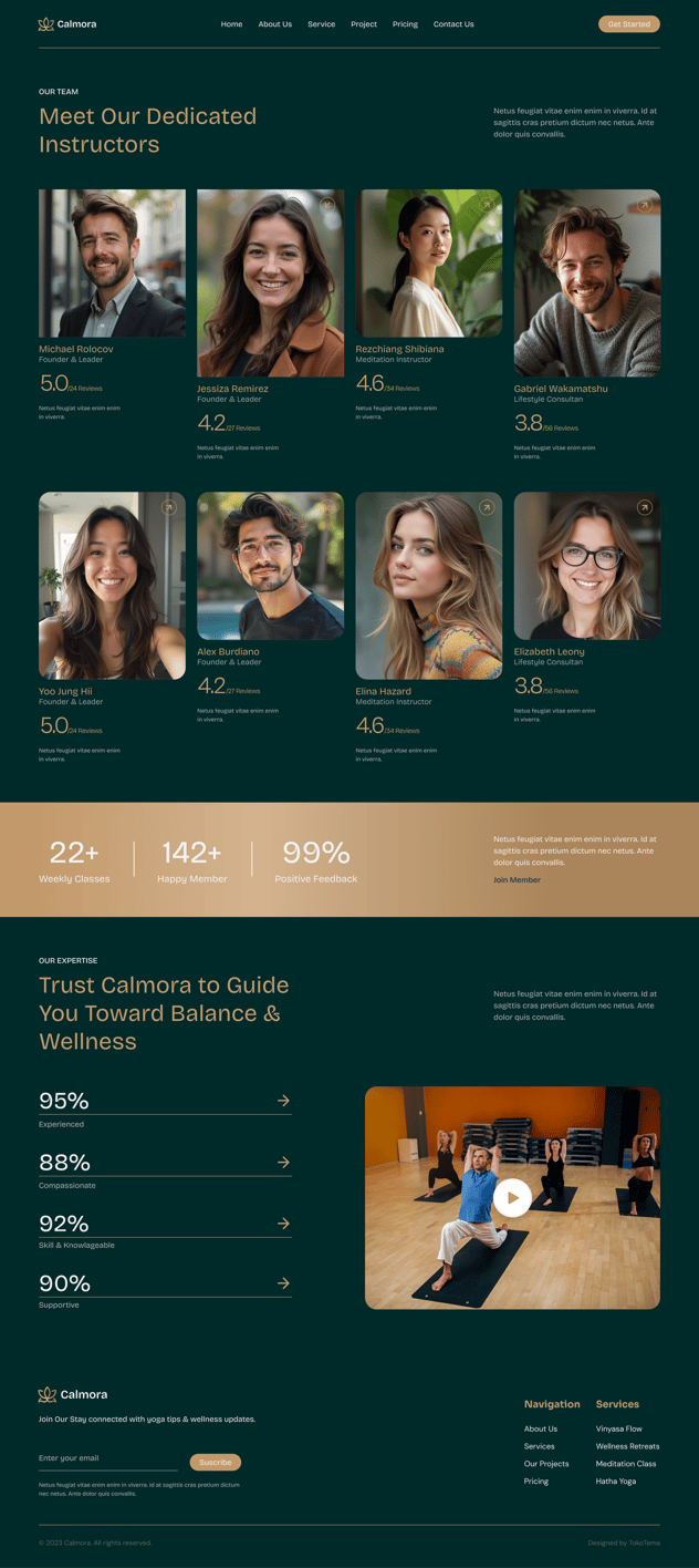 Calmora Wellness & Yoga Studio Website Elementor Template Kits, WP